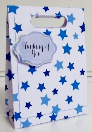 Gusset Sided Gift Bag - Stars Blue by Pam Stubley