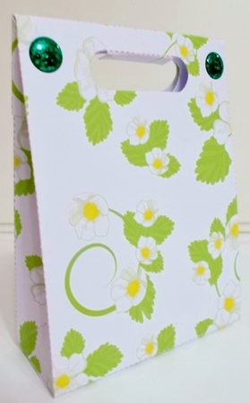 Gusset Sided Gift Bag - Strawberry Flowers by Pam Stubley