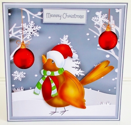 Robin loves the baubles by Pam Stubley