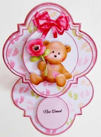 Baby Girl Milestones Shaped Easel Card by Pam Stubley