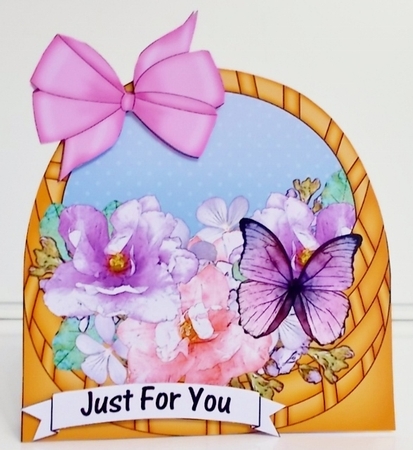 3D Shaped Card  Kit - Pretty Flowers & Butterfly Basket by Pam Stubley