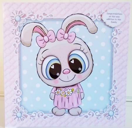 Beautiful bunny in pink dress  8x8 by Pam Stubley