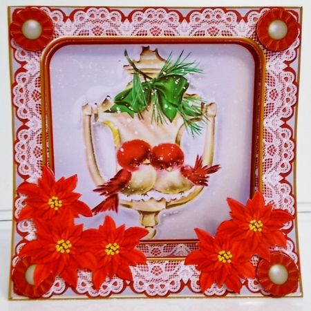 Christmas Lovebirds Vintage 7inch Tent Card Mini Kit by Pam Stubley