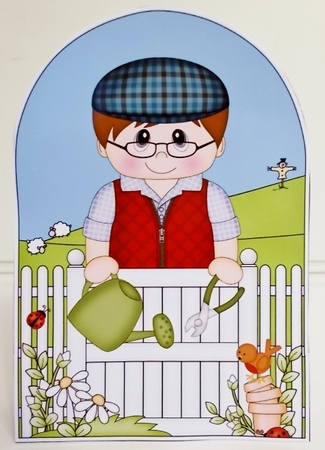 3D Shaped Card  Kit - In the Garden - Man is Gardening by Pam Stubley