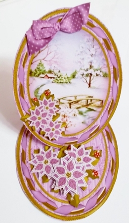 Lilac Snowscene Oval Easel Card Mini Kit by Pam Stubley