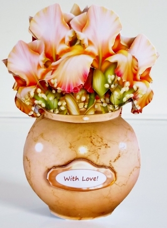 Gold Iris In A Vase Card Topper With Decoupage by Pam Stubley