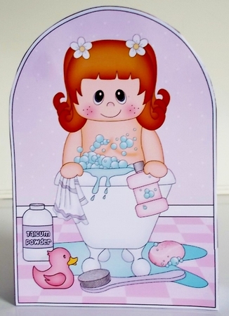 3D Shaped Card Kit - Bathtub Buddies - Cute Toddler Girl by Pam Stubley