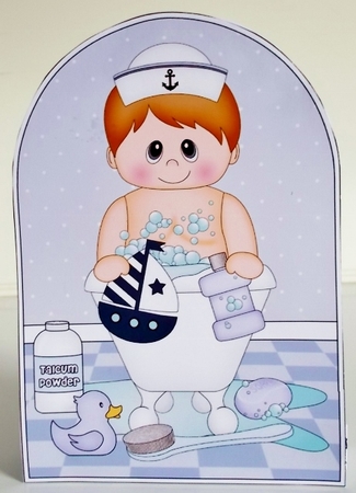 3D Shaped Card Kit - Bathtub Buddies - Cute Toddler Boy by Pam Stubley