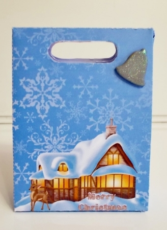 Gusset Sided Gift Bag - Snowflakes, Cottage and Deer by Pam Stubley