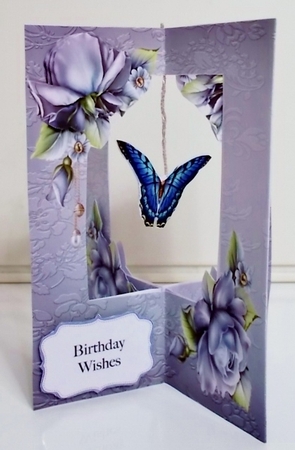 BLUE ROSES & BUTTERFLY STAR DANGLE CARD by Pam Stubley