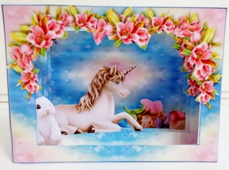 Rainbow Unicorn And The Sleeping Fairy - Diorama Tunnel Card Kit With Envelope by Pam Stubley