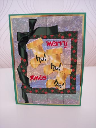 Ho Ho Ho Golden Christmas Stockings Patchoupage by Pam Stubley