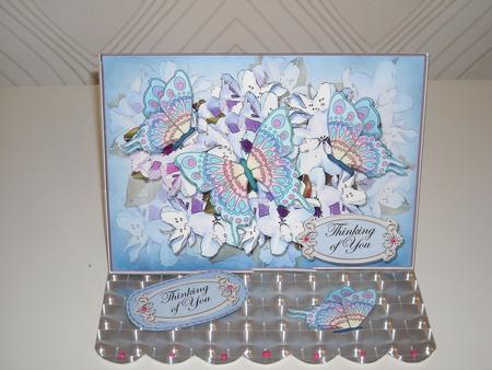 A5 Thinking of You Flowers N Butterfly Scallop Corner by Pam Stubley
