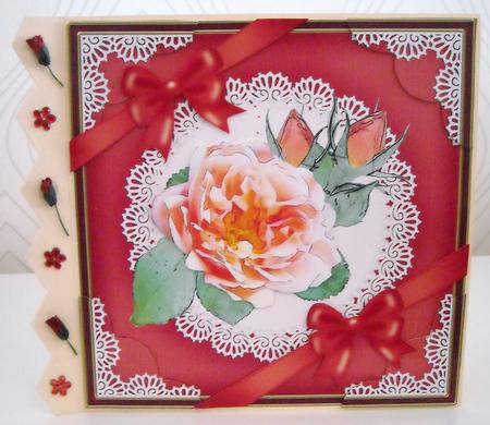 8 x 8 Rose and Lace Scalloped Corner Topper by Pam Stubley