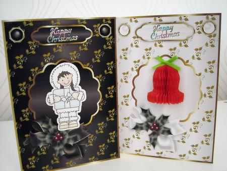 Christmas Golden Holly Card Fronts in Black and White by Pam Stubley
