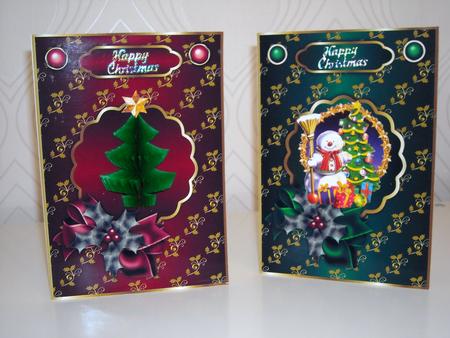 Christmas Golden Holly Card Fronts in Green and Red by Pam Stubley