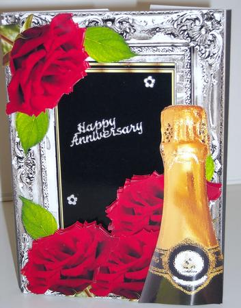 Inside Out Card Champagne and Red Roses by Pam Stubley