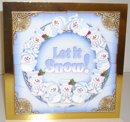 Blue Snowman Let It Snow! Ring 5in Round Corner Stacker by Pam Stubley