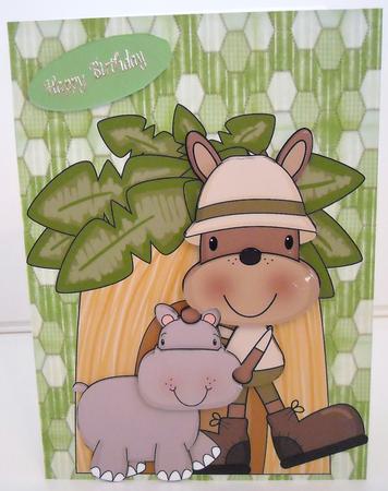 Jungle Safari Bear with a Hippo by Pam Stubley