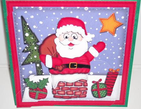 Xmas Santa Got Stuck Fan Pyramage Topper by Pam Stubley
