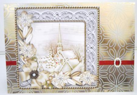 Cream Gold Village Poinsettia Decoupage Step by Step Sheet by Pam Stubley