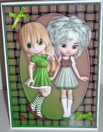 Cookie Kiwi Girls Card Front by Pam Stubley