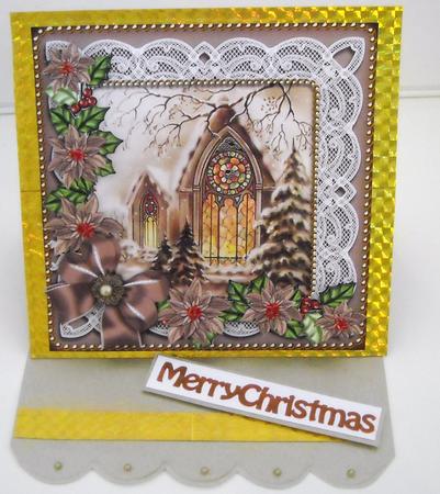 Church Window Poinsettia Step by Step Decoupage Sheet by Pam Stubley