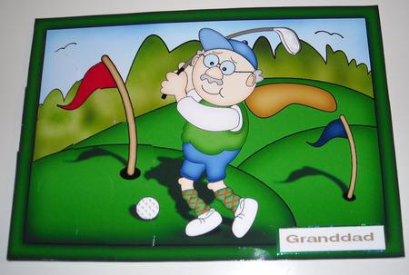 A5 Bert Loves Golf Scallop Corner Side Stacker by Pam Stubley