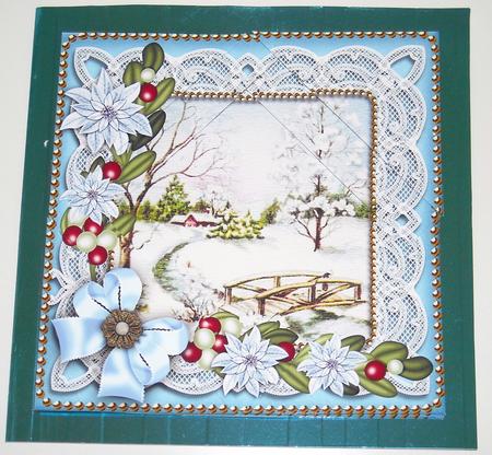 Pretty Scene Blue Poinsettia 5in Triangle Spiral Stacker by Pam Stubley