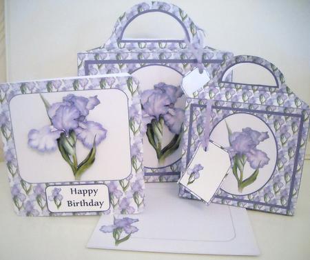 Lilac Flowers Gift Bag and Card Kit by Pam Stubley