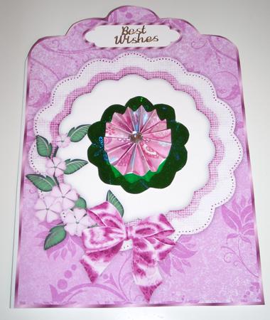 Floral Scrolls Scallop Top Card Fronts in Rose and Pink by Pam Stubley