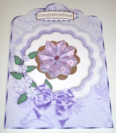 Floral Scrolls Scallop Top Card Fronts in Blue and Lilac by Pam Stubley