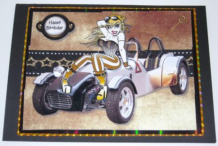 The Foxy Lady and the Classic Car Side Stacker by Pam Stubley