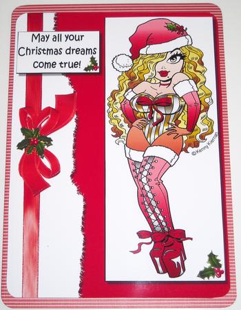 Xmas Hottie Hopes All Your Dreams Come True Quick Card by Pam Stubley