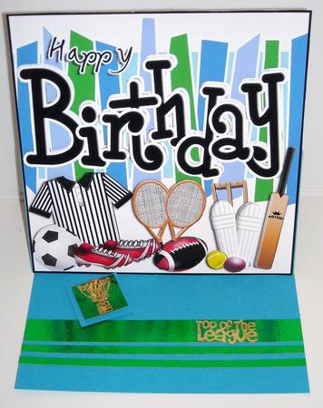 Birthday Sports N Games Quick Card with 3D Decoupage by Pam Stubley