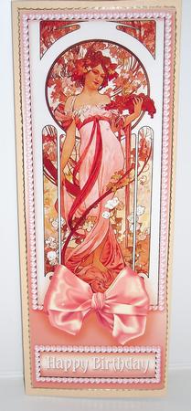 Vintage Lady in a Peach Dress Long Dl Decoupage by Pam Stubley