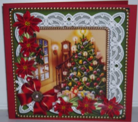 Christmas Tree Poinsettia Reverse Decoupage Step by Step by Pam Stubley