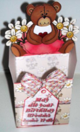 Birthday Flower Bear Box Card by Pam Stubley