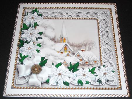 Ice Church Poinsettia Decoupage Step by Step Sheet by Pam Stubley