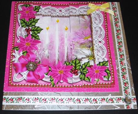 All Pink Poinsettia 5in Quad Corner Stacker by Pam Stubley