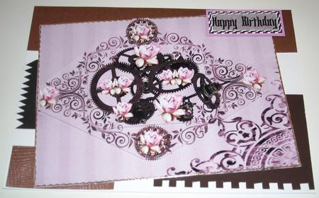 Pink Roses Steampunk Birthday Pyramid by Pam Stubley