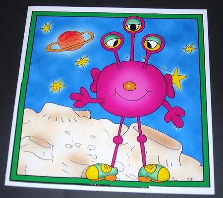 Aliens Scallop Corner Side Stacker Topper by Pam Stubley