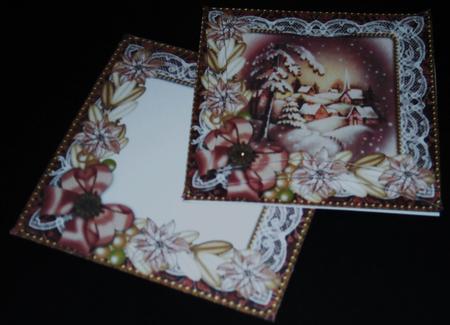 Snowy Village Poinsettia Card Envelope Pointy Stacker Aio by Pam Stubley