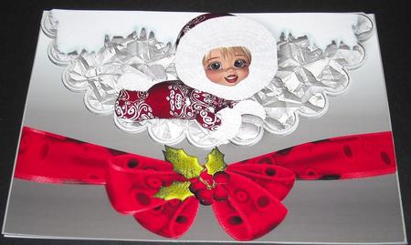 Little Girl in Snowsuit, on Snow Scalloped Envelope by Pam Stubley