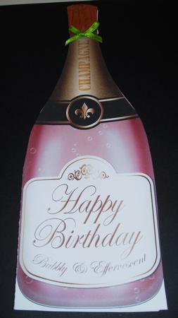 Large Dl Birthday Champagne Bottle Shaped Card by Pam Stubley