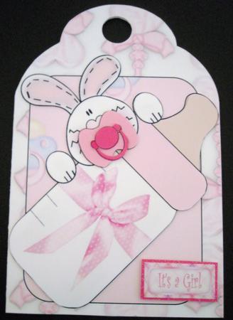 Bunny Baby Girl - Shaped Card Front by Pam Stubley