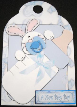 Baby Boy Bunny - Shaped Card Front by Pam Stubley