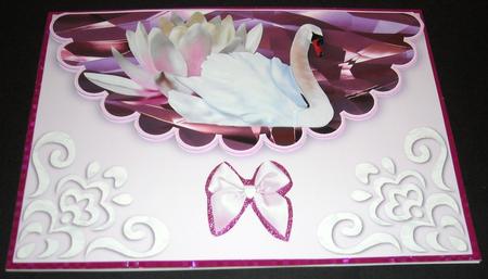 Lily with Beautiful Swan on a Jewelled Scalloped Envelope by Pam Stubley