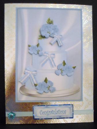 Wedding Cake Topper in Blue with Decoupage by Pam Stubley