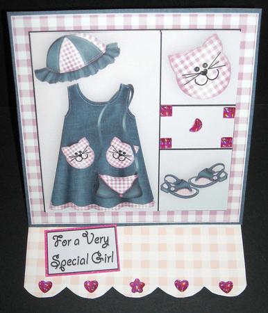Little Miss 5x5 Decoupage in Blue and Pink by Pam Stubley